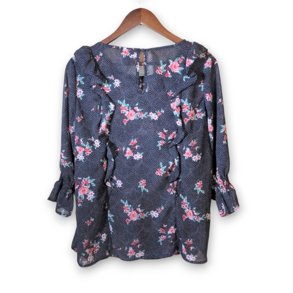 Torrid Black Floral Printed Sheer Blouse - Picture 2 of 8